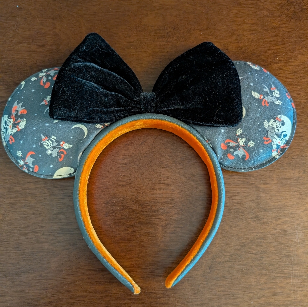 Loungefly Black and Orange Minnie Mouse Ears Headband